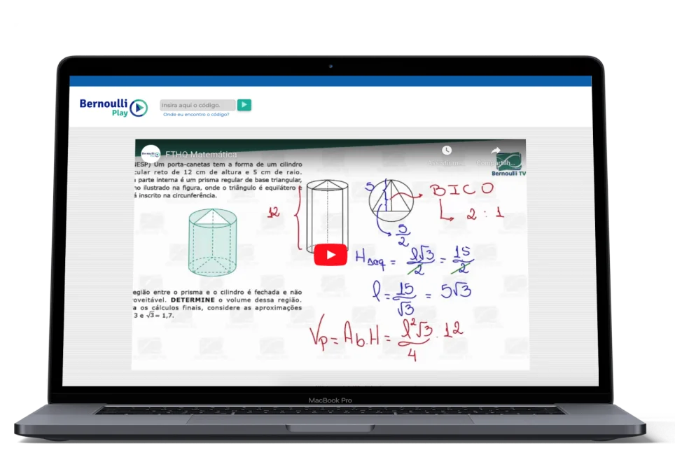 Página de uma aula de Matemática no Bernoulli Play em uma tela de notebook